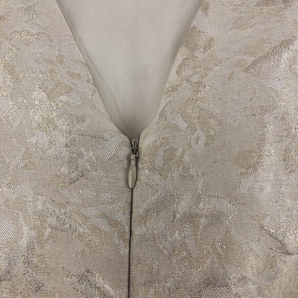 Jennifer Lopez Elegant Cream Shimmering Floral Sleeveless Midi Prom Dress Size 8 - Picture 5 of 16